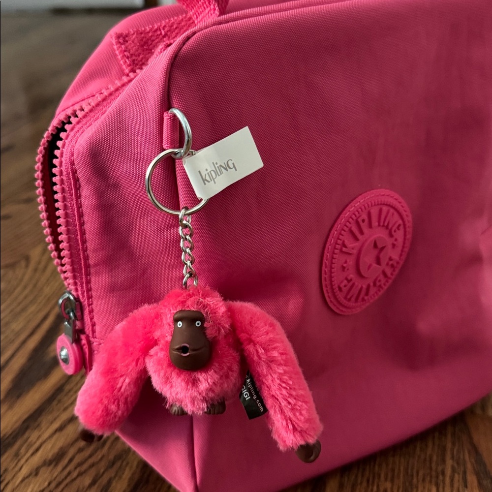 Kipling Pink Mini Backpack with Keychain - Picture 2 of 3